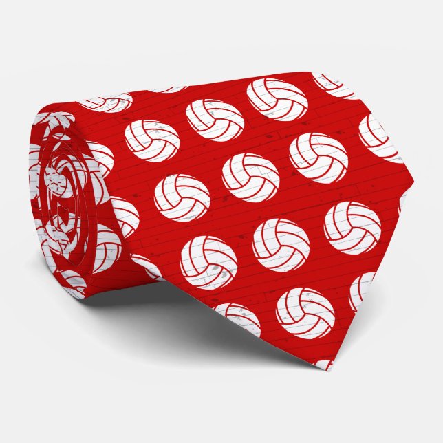 Corbata Piso de madera de voleibol rojo con estampado (Enrollado)
