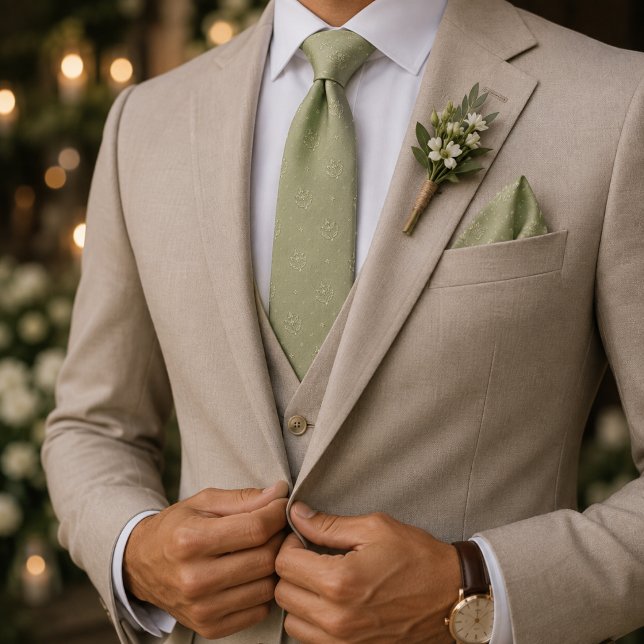 Corbata Pistacho y Amarillo Mantequilla Micro Damask de Lu (Subido por el creador)