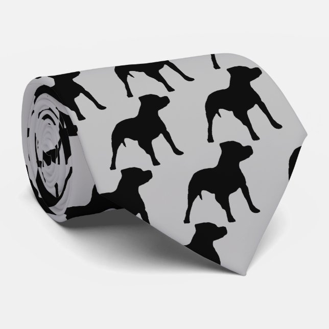 Corbata Pitbull Dog Silhouette (Enrollado)