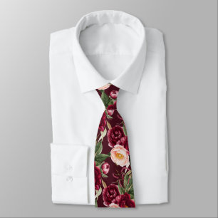 Corbata PixDezine H2 Flores Burgundy Rubor Peonías