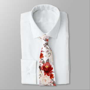 Corbata PixDezine H2 Flores Óxido Naranja Rosado Tonos Ros