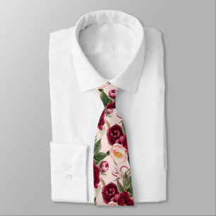 Corbata PixDezine H2 Flores Peonías Borgoña Rubor