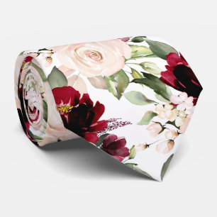 Corbata PixDezine H2 Flores Rosas de Burgundy Blush Cuello