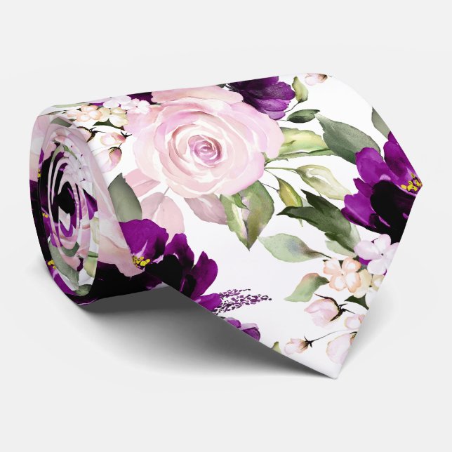 Corbata PixDezine H2 Flores Rosas Magenta Blush (Enrollado)