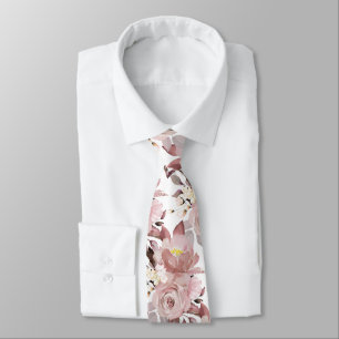 Corbata PixDezine H2 Flores Rosas Polvorientas