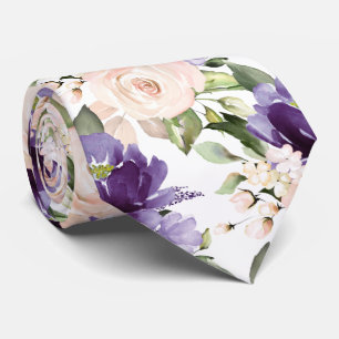 Corbata PixDezine H2 Flores Violetas Rosas Lila y Rosa Cla