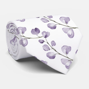 Corbata PixDezines Acuarela Lavanda Púrpura Eucalipto