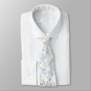 Corbata PixDezines Acuarela Sweetpeas Azul Polvoriento