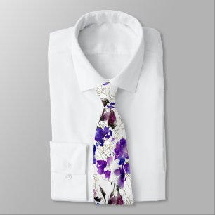Corbata PixDezines Acuarela Sweetpeas Violeta Púrpura