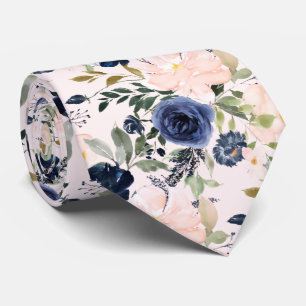 Corbata PixDezines Flores Acuarela Azul Rubor DIY color