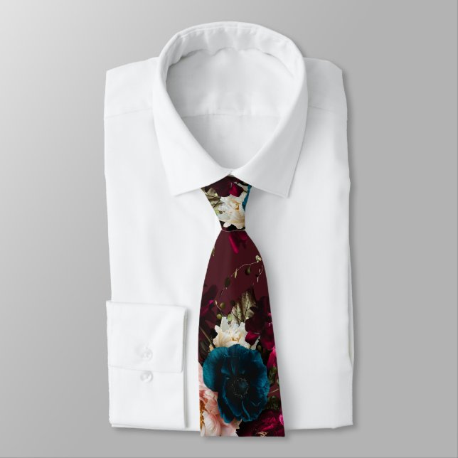 Corbata PixDezines Flores Botánicas Malhumoradas Fondo DIY (Atado)