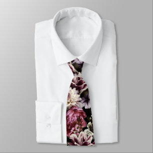 Corbata PixDezines Flores Botánicas Malhumoradas Fondo DIY