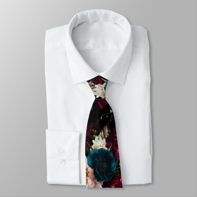 Corbata PixDezines Flores Botánicas Malhumoradas Fondo DIY (Atado)