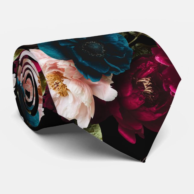 Corbata PixDezines Flores Botánicas Malhumoradas Fondo DIY (Enrollado)