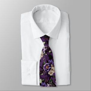 Corbata PixDezines Flores Botánicas Moradas Moody