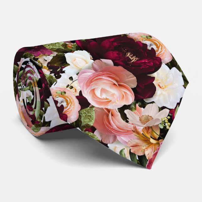 Corbata PixDezines Flores Frescas Moody Antecedentes de br (Enrollado)
