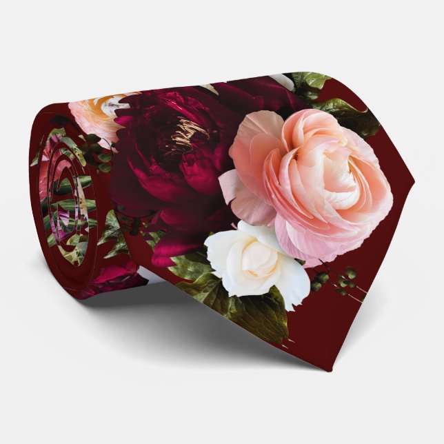 Corbata PixDezines Flores Frescas Moody Antecedentes de br (Enrollado)