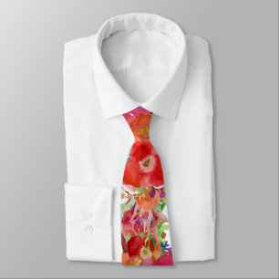 Corbata PixDezines H2 Botánico Rojo y Naranja
