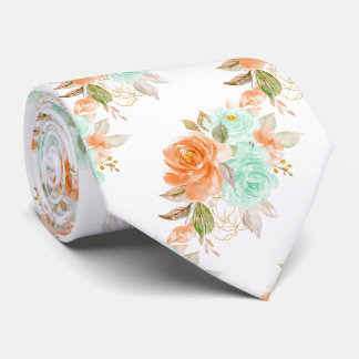 Corbata PixDezines H2 Coral Naranja Rosas Verdes