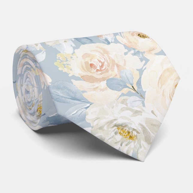 Corbata PixDezines H2 Dusty Blue Roses (Enrollado)