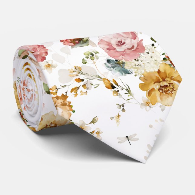 Corbata PixDezines H2 Fall Garden Flores de cuello (Enrollado)