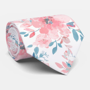 Corbata PixDezines H2 Flores de Primavera Rosa Azul
