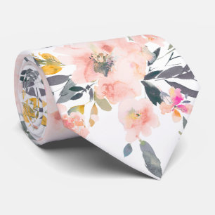 Corbata PixDezines H2 Flores de Primavera Rosa Gris