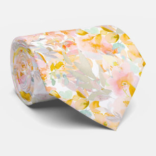 Corbata PixDezines H2 Flores de Primavera Rosa Mostaza