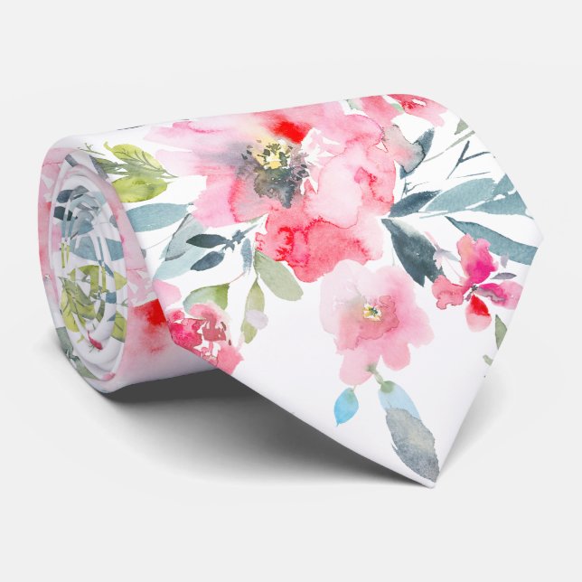 Corbata PixDezines H2 Flores de primavera Rosa Rojo Azul p (Enrollado)