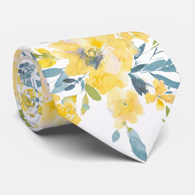 Corbata PixDezines H2 Flores de Primavera Rosas Azules Ama (Enrollado)