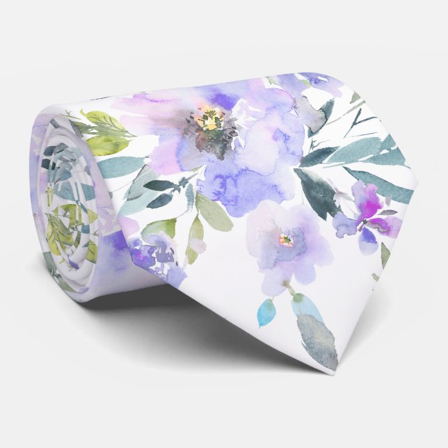 Corbata PixDezines H2 Flores de Primavera Rosas Moradas Po (Enrollado)