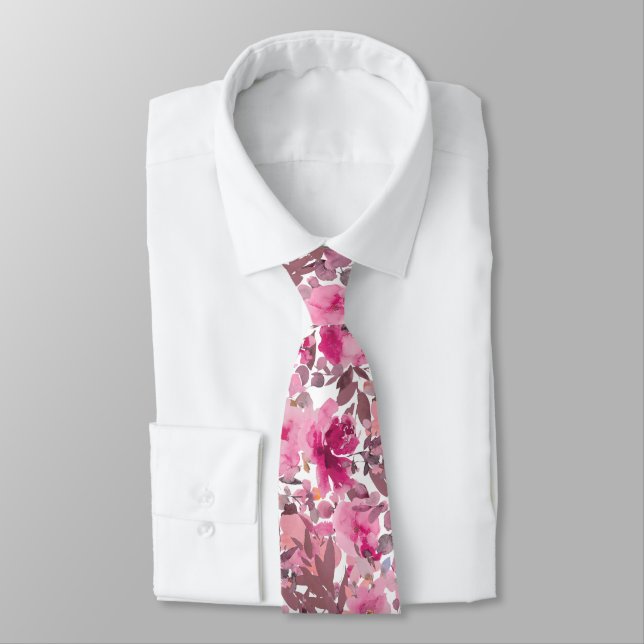 Corbata PixDezines H2 Flores de Verano Burgundy Mauve (Atado)