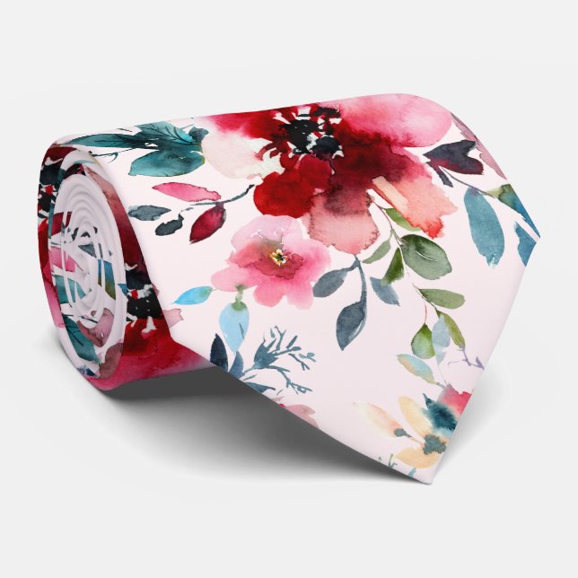 Corbata PixDezines H2 Flores de Verano Burgundy Slate (Enrollado)