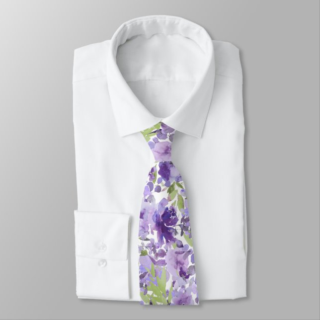 Corbata PixDezines H2 Flores de Verano Lila Lavanda (Atado)