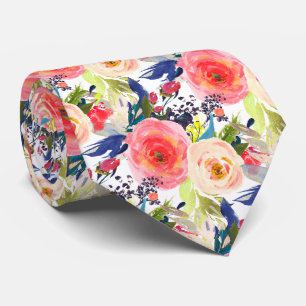 Corbata PixDezines H2 Flores de Verano Rosa Frambuesa