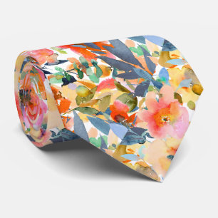 Corbata PixDezines H2 Flores de Verano Rosa Mostaza