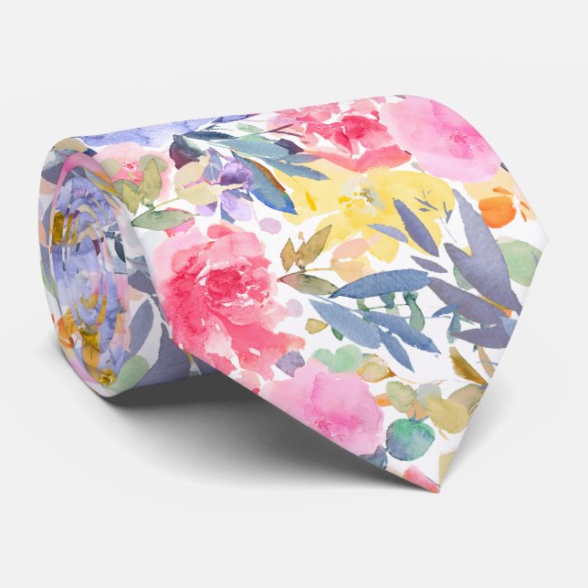 Corbata PixDezines H2 Flores de Verano Tonos Brillantes (Enrollado)