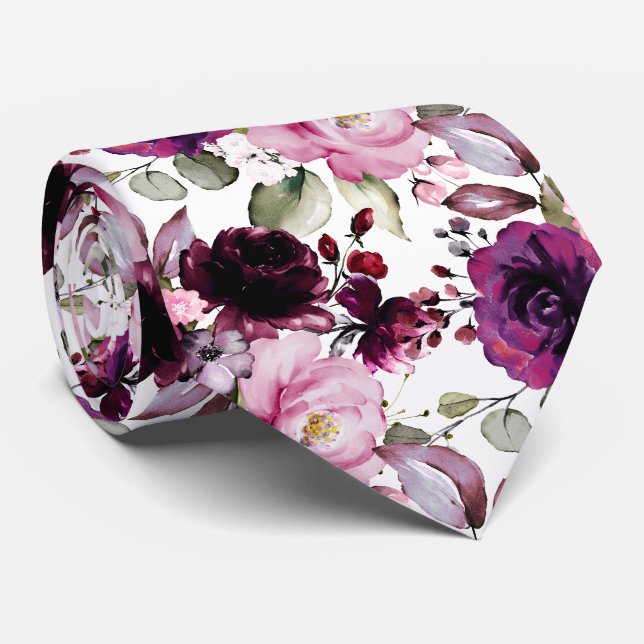 Corbata PixDezines H2 Flores Merlot Chardonnay (Enrollado)