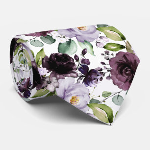 Corbata PixDezines H2 Flores Merlot Lavanda Púrpura