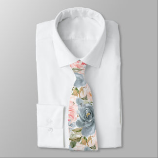Corbata PixDezines H2 Flores Rosa Azul Pizarra Rosas