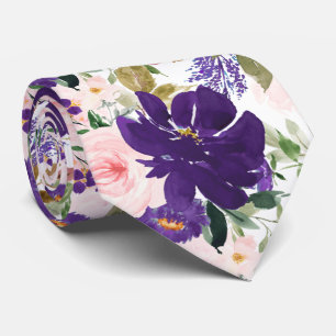 Corbata PixDezines H2 Flores Rosadas y Purpúreas 