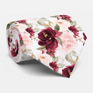Corbata PixDezines H2 Flores Rosas de Borgoña y Rubor