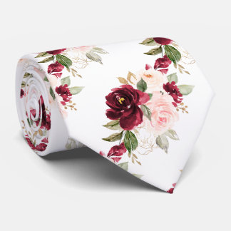 Corbata PixDezines H2 Flores Rosas de Borgoña y Rubor