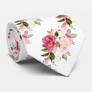 Corbata PixDezines H2 Flores Rosas Rosadas Frambuesa