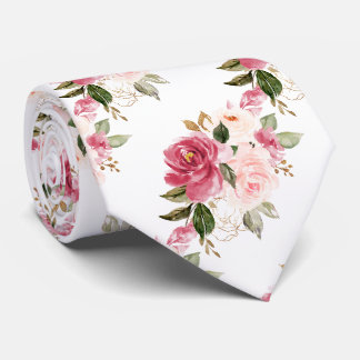 Corbata PixDezines H2 Flores Rosas Rosadas Frambuesa