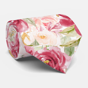Corbata PixDezines H2 Flores Rosas Rosadas Frambuesa