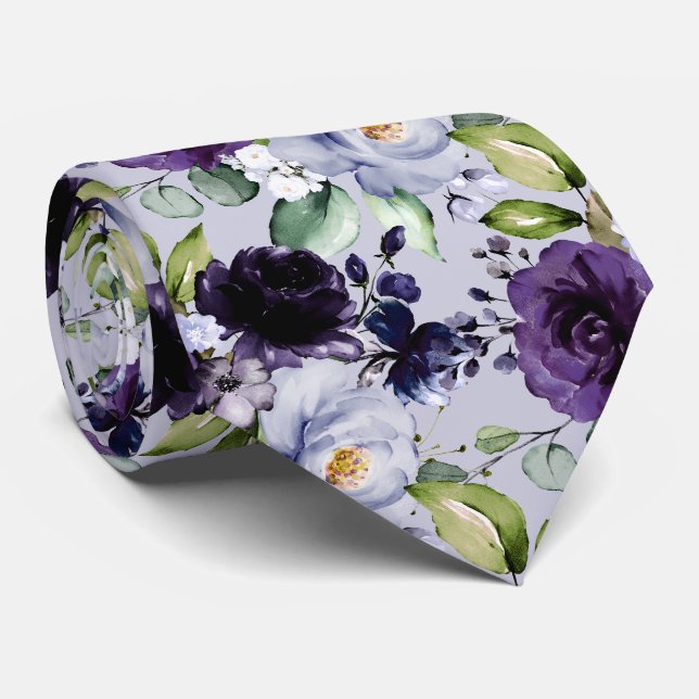 Corbata PixDezines H2 Flores Violeta Lavanda Púrpura (Enrollado)