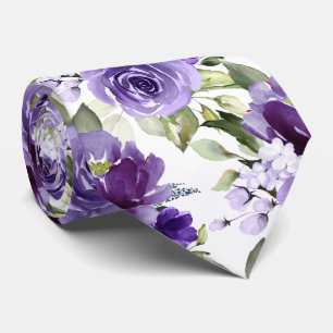 Corbata PixDezines H2 Flores Violeta Lavanda Rosas Purpura
