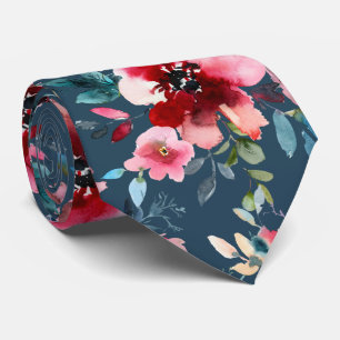 Corbata PixDezines H2 Mid Summer Flowers Burgundy Slate