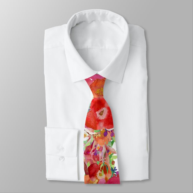 Corbata PixDezines H2 Rojo botánico n Naranja (Atado)